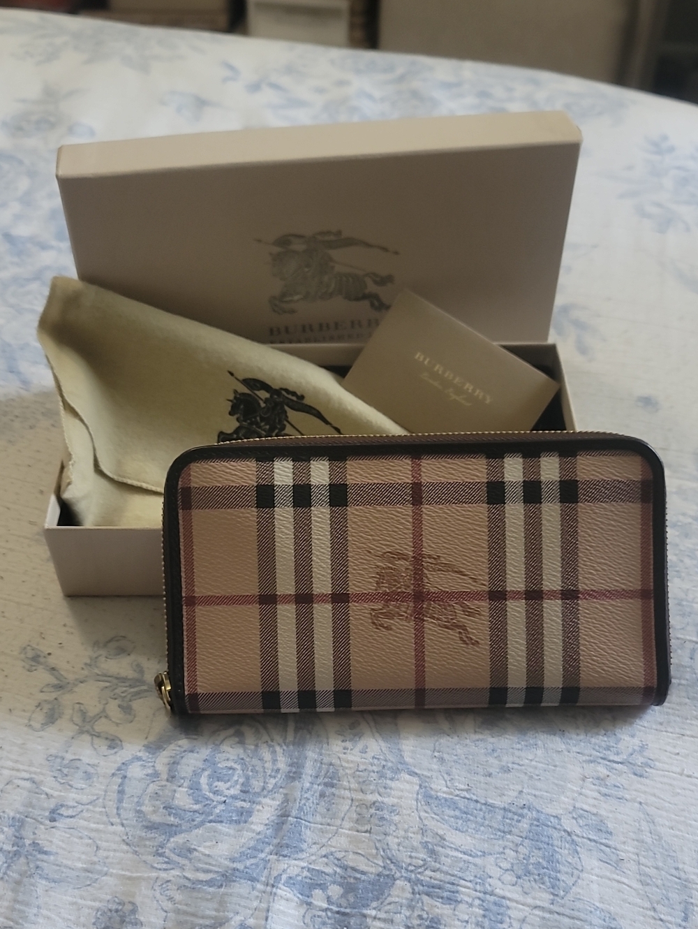 Burberry Beige Nova Check Zip-Around Wallet